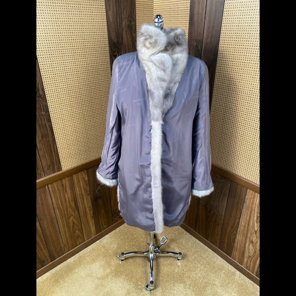Manzari Designer Sapphire Mink Fur Coat Jacket - Picture 6 of 10